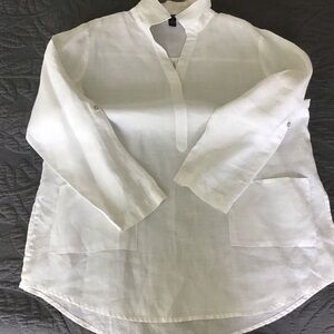 August Silk White Linen Tunic